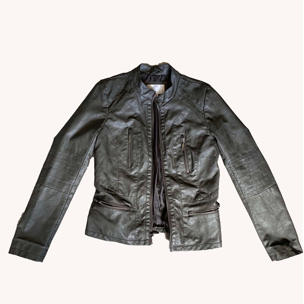 Xhileration Faux Leather Jacket, Gray